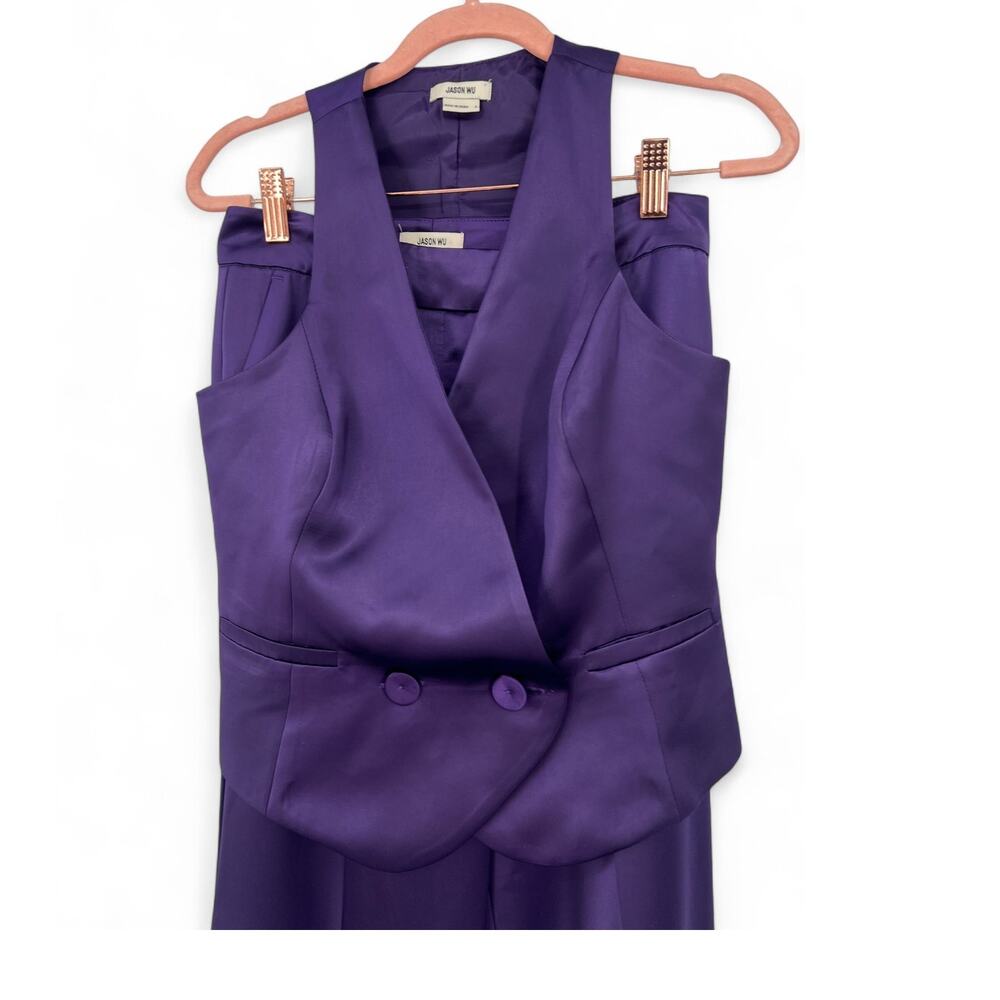 Luxury Designer Jason Wu | 2 | Matching Set Pants Vest Trouser Top Purple Outfit - Picture 3 of 7